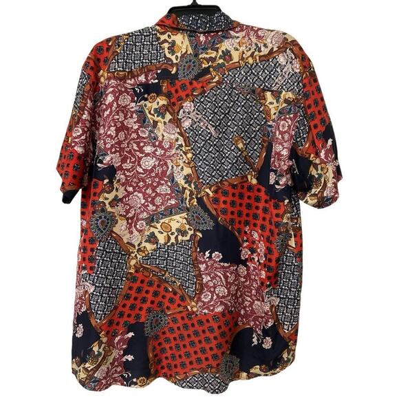 Diana Marco Vintage 100% Silk Baroque Equestrian Patchwork Print Shirt 16 - Picture 5 of 9